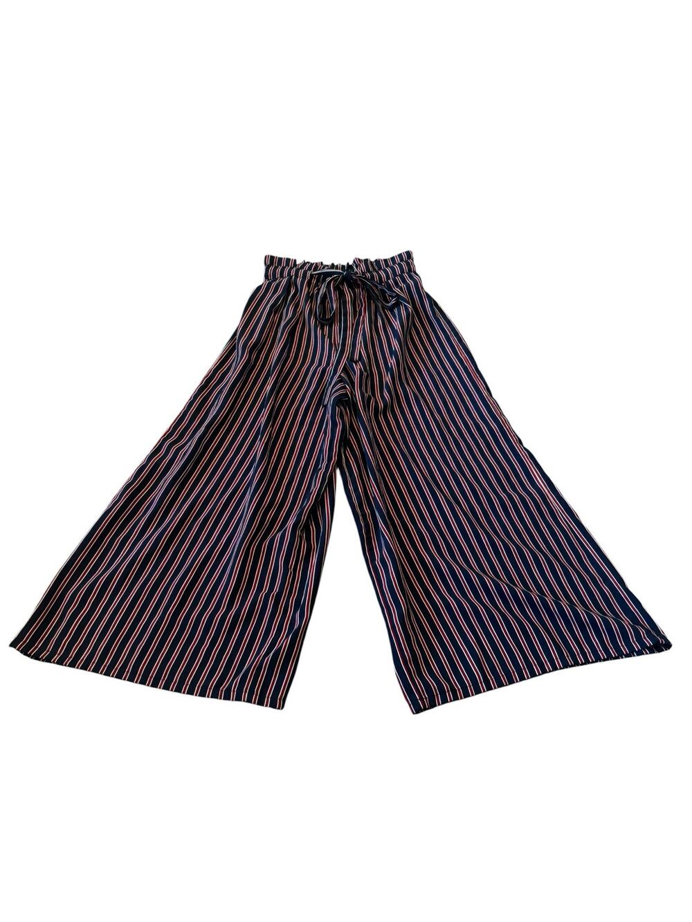 Sienna Sky Blue & Red Striped Wide Leg Dress Pants Size S